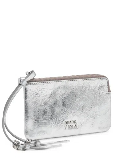 Bimba Y Lola Small Silver Leather Wallet In Metallic