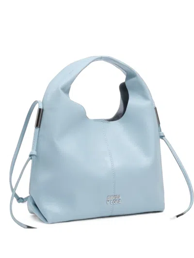 Bimba Y Lola Small Sky Blue Leather Paper Bag