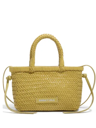 Bimba Y Lola Small Woven Leather Tote Bag In Yellow