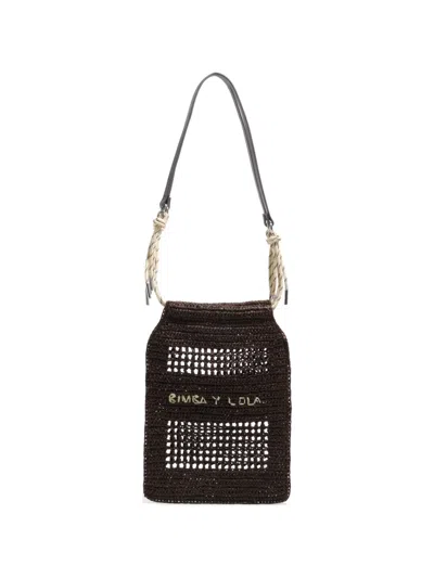 Bimba Y Lola Small Woven Shoulder Bag In Brown