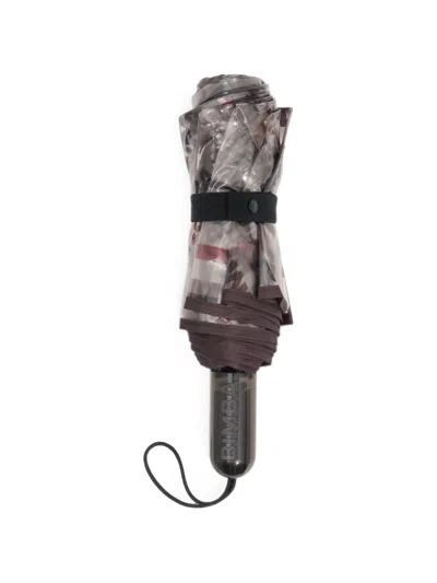 Bimba Y Lola Smoked Black Plaid Patterned Umbrella In Red