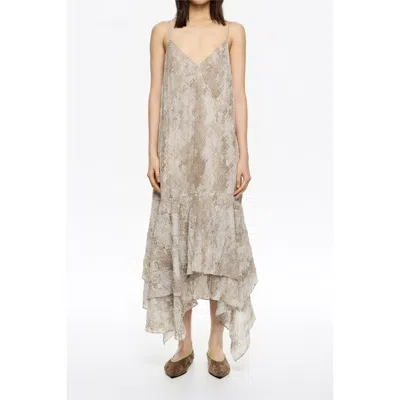 Bimba Y Lola Snake Asymmetric Pleated Dress In Multi