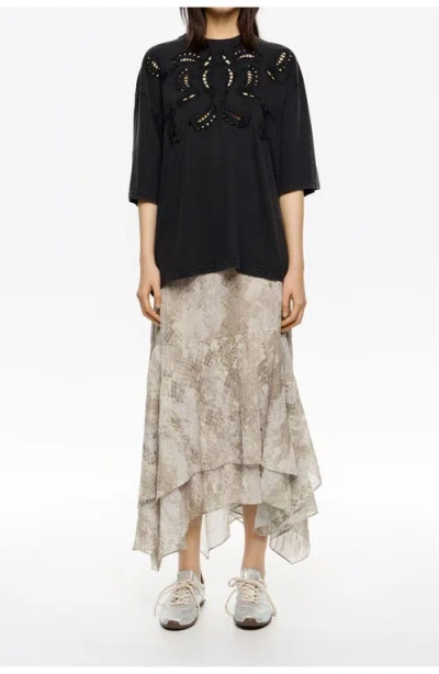 BIMBA Y LOLA BIMBA Y LOLA SNAKE ASYMMETRIC PLEATED SKIRT