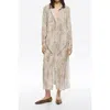 Bimba Y Lola Snake Maxi Tie Pleated Dress In Gray