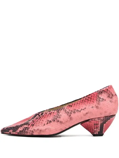 Bimba Y Lola Snake-print Pointed-toe Pumps In Pink
