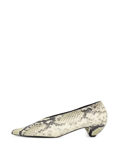 Bimba Y Lola Snake-print Leather Low-heel Court Shoes In Multi