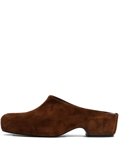 Bimba Y Lola Square-toe Suede Mules In Brown