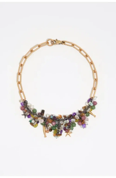 Bimba Y Lola Stone Detail Adjustable Necklace In Gold