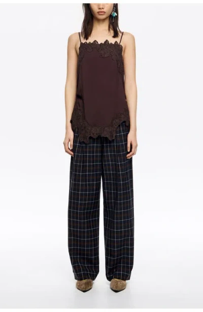 Bimba Y Lola Straight Chequered Trousers In Black