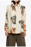Bimba Y Lola Dog Print Collared Top In Multi