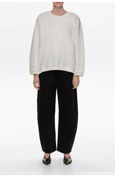 Bimba Y Lola Straight Fit Sweatshirt With Topstitching In Neutral