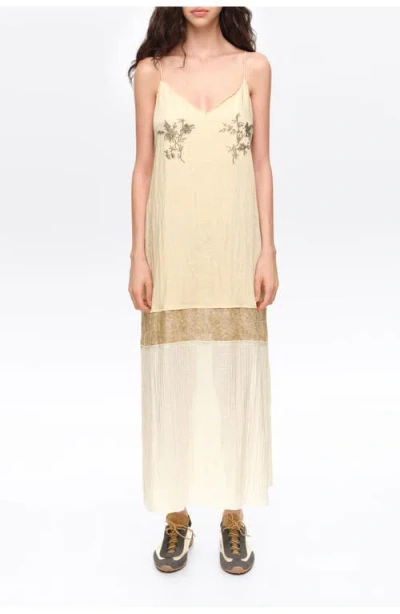 Bimba Y Lola Straight Midi Dress With Stones In Neutral