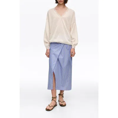 Bimba Y Lola Straight Striped Sarong Skirt In Blue