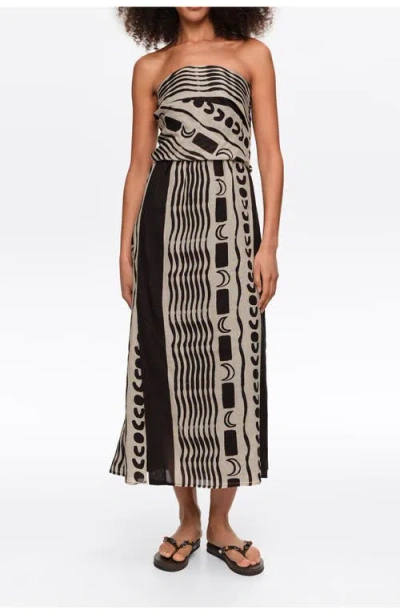 Bimba Y Lola Strapless Moon Stripes Dress In Black