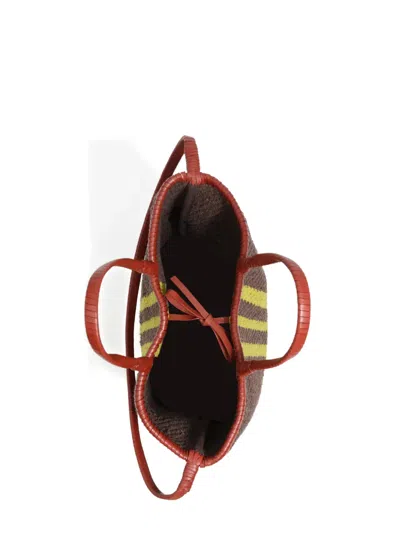 Bimba Y Lola Stripe-detail Tote Bag In Brown