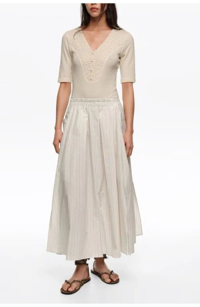 Bimba Y Lola Striped A-line Skirt In White