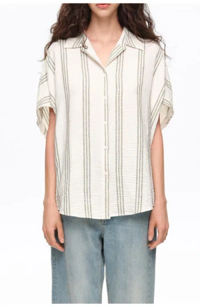 Bimba Y Lola Striped Button-up Shirt In White