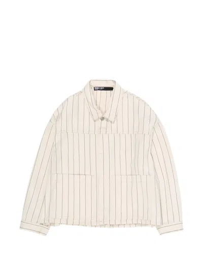 Bimba Y Lola Striped Denim Jacket In Neutral
