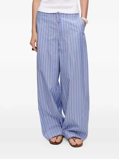 Bimba Y Lola Striped Cotton Jogger Trousers In Blue