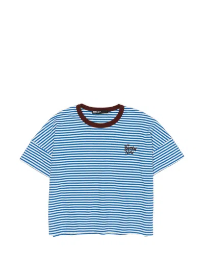 Bimba Y Lola Striped Embroidered T-shirt In Blue