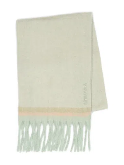 Bimba Y Lola Striped Fringed Scarf In Green