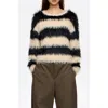 Bimba Y Lola Striped Fur Sweater In Animal Print