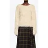 Bimba Y Lola Striped Fur Sweater In White