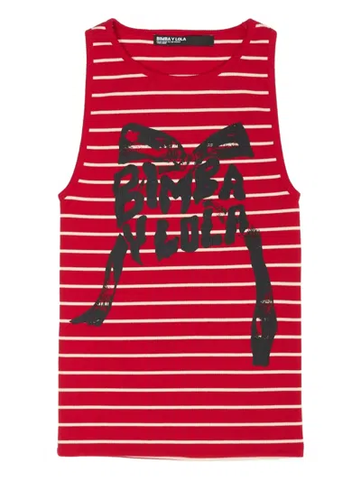 Bimba Y Lola Striped-print Tank Top In Red