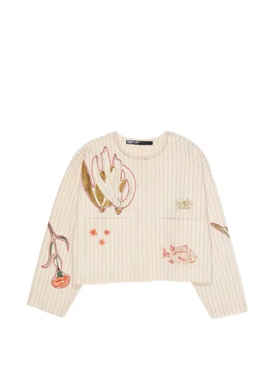 Bimba Y Lola Striped Printed Jacket In Brown