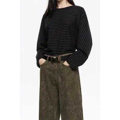 Bimba Y Lola Striped Raglan T-shirt In Brown