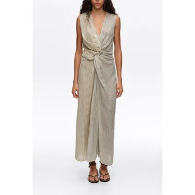 Bimba Y Lola Striped Twist-detail Maxi Dress In Gray