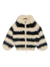 Bimba Y Lola Oversize Striped Fur Cardigan In Black