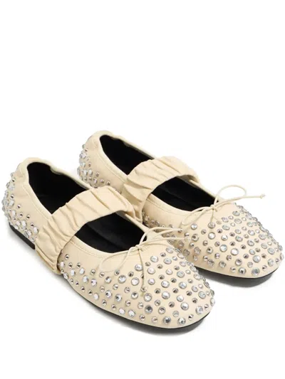 Bimba Y Lola Stud-embellished Ballerina Shoes In Neutrals