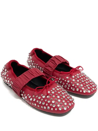 Bimba Y Lola Stud-embellished Ballerina Shoes In Red
