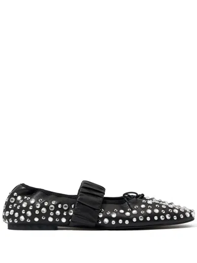 Bimba Y Lola Stud-embellished Leather Ballerina Shoes In Black