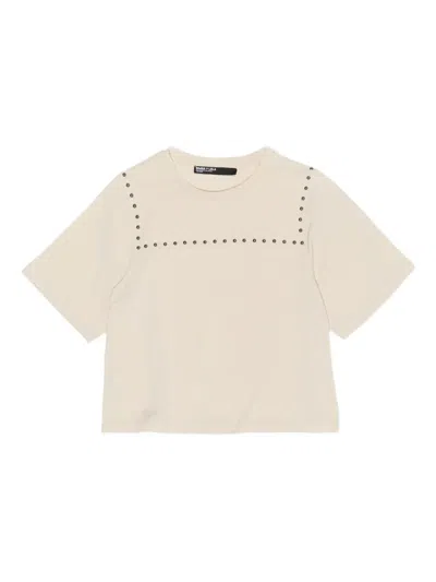 Bimba Y Lola Stud-embellished Short-sleeve T-shirt In Neutral