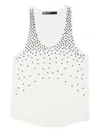 Bimba Y Lola Studded Sleeveless T-shirt In White