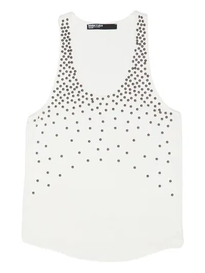 Bimba Y Lola Studded Sleeveless T-shirt In White