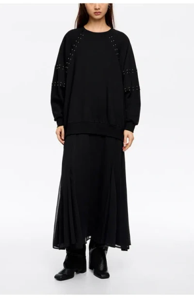 Bimba Y Lola Studded Sweatshirt Dress In Black