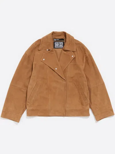 Bimba Y Lola Suede Double-breasted Jacket In Brown