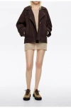 Bimba Y Lola Suede Double-breasted Jacket In Brown