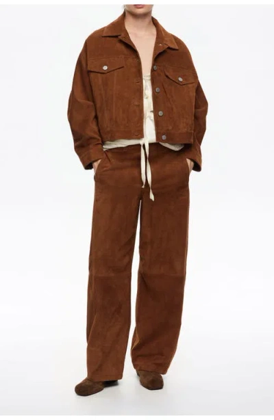 Bimba Y Lola Suede Leather Jacket In Brown