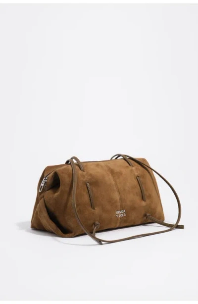 Bimba Y Lola Suede Lolita Shoulder Bag In Brown