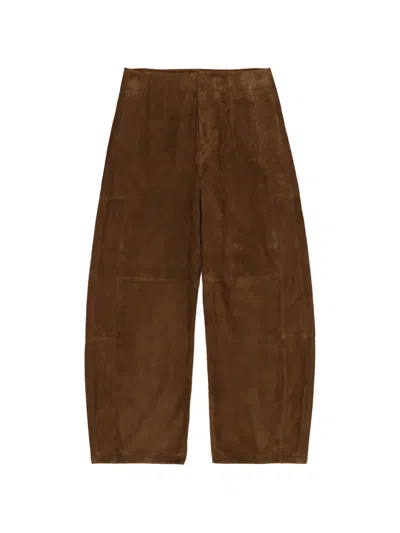 Bimba Y Lola Suede Barrel Trousers In Brown