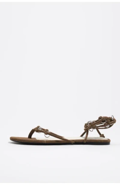 Bimba Y Lola Ring-embellished Lace-up Flat Sandals In Multi