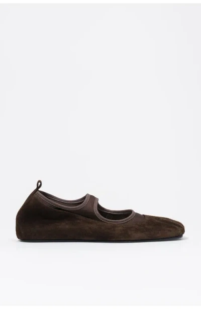 Bimba Y Lola Suede Tricot Ballerina Flats In Brown