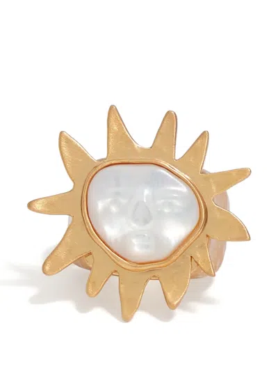 Bimba Y Lola Sun Faux-pearl Ring In Gold