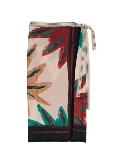 Bimba Y Lola Sun-print Fringed Wrap Midi Skirt In Multi