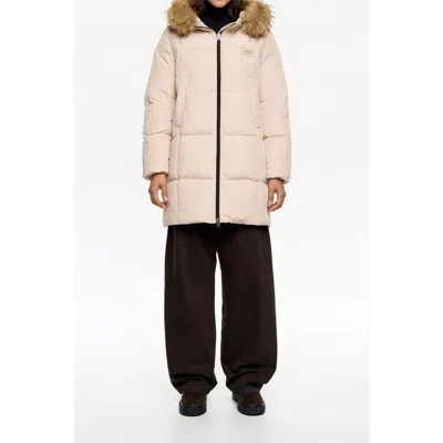 Bimba Y Lola Tailored Down Coat With Fur Hood In Multi