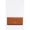 Bimba Y Lola Tan Leather Continental Wallet In Brown